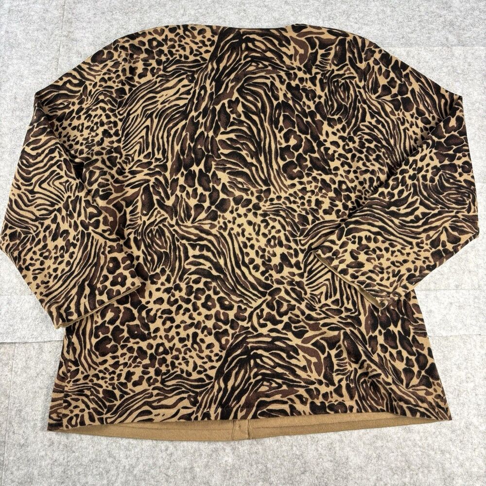 Cable & Gauge Womens XL Animal Print Cardigan Rhinestone Buttons Cotton Blend - Picture 9 of 16